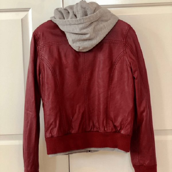 Mens Obey Faux Hooded Leather Jacket - Image 3