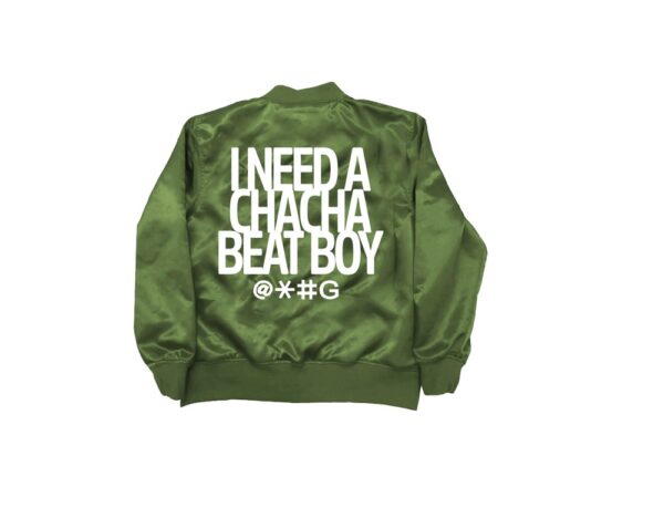 Olive Green Cha Cha Beat Boy Bomber Satin Jacket