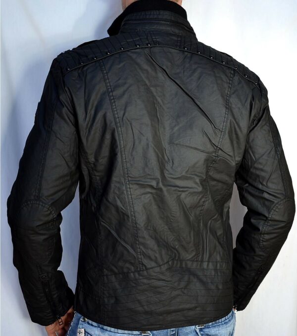 Organic Biker Black Leather Jacket - Image 4