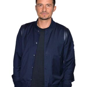 Orlando Bloom Navy Blue Cotton Jacket At Comic-Con Row