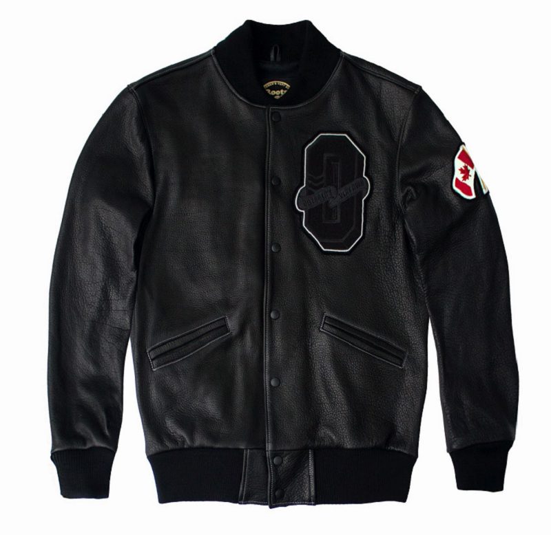 Mens Ovo X Roots Varsity Leather Jacket - AirBorne Jacket