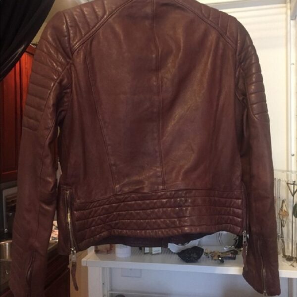 Oxblood All Saints Fashion Leather Jacket - Image 3