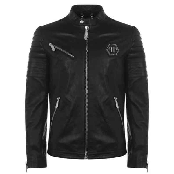 Mens Phillipp Plein Black Leather Jacket - Image 4