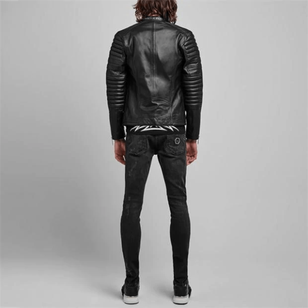 Mens Phillipp Plein Black Leather Jacket - Image 2