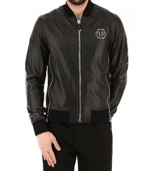 Mens Fashion Philipp Plein Leather Jacket - Image 2