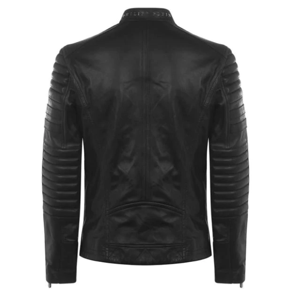 Mens Phillipp Plein Black Leather Jacket - Image 3