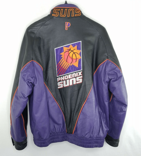 Mens Phoenix Suns Player Bomber Leather Jacket - Image 2