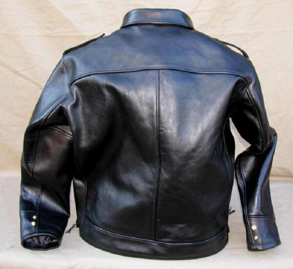 Police Horsehide Motorcycle Leather Jacket - Image 2