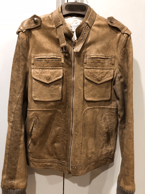 Mens Prps Moto Style Brown Leather Jacket