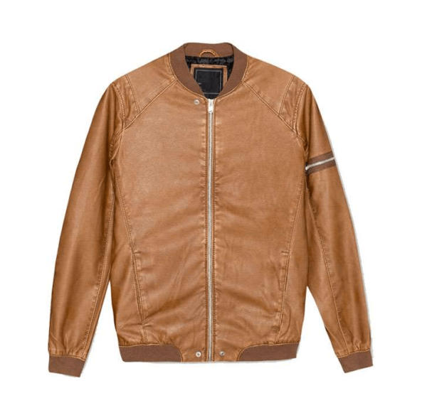 Mens Pull & Bear Brown Leather Jacket