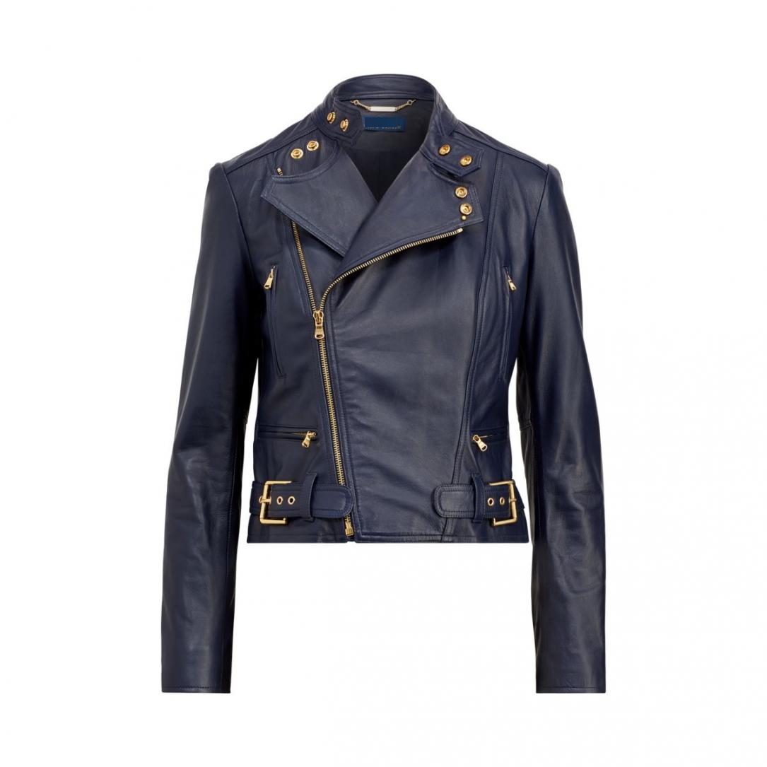 Ralph Lauren Blue Moto Leather Jacket - AirBorne Jacket