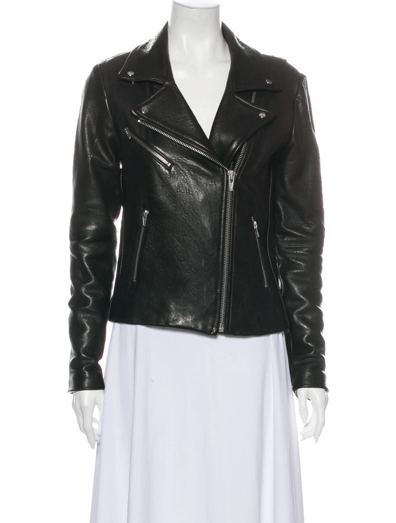 Womens Reformation Style Black Leather Jacket - AirBorne Jacket