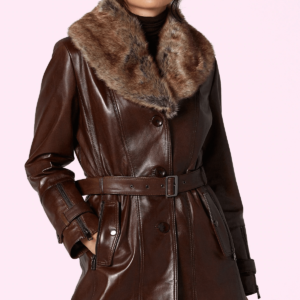 Rhoda Fur Trench Leather Jacket