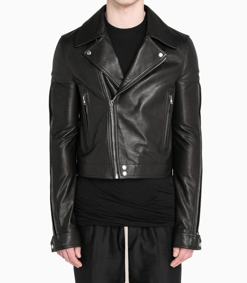 Womens Rick Owens Cropped Biker Leather Jacket - AirBorne Jacket