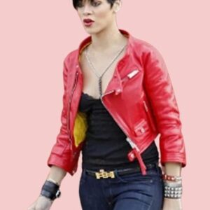 Rihanna Red Leather Jacket