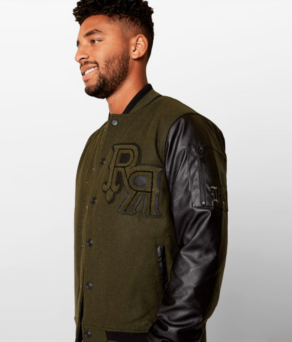 Mens Rock Revival Leather Varsity Jacket - Image 3