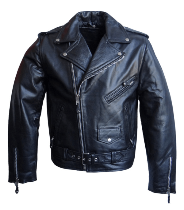 Mens Rockabilly Brando Black Leather Jacket