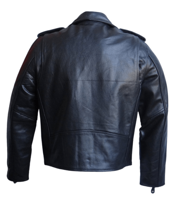 Mens Rockabilly Brando Black Leather Jacket - Image 2