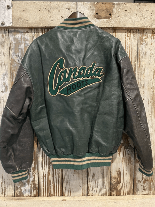 Mens Roots Varsity Bomber Leather Jacket - Image 2