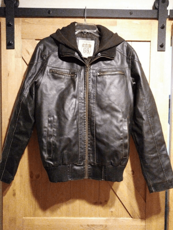 Mens Route 66 Bomber Hooded Leather Jacket