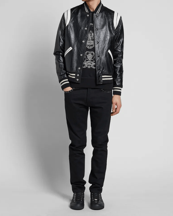 Saint Laurent Black Teddy Leather Jacket - Image 3