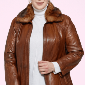 Samantha Camel Brown Leather Jacket