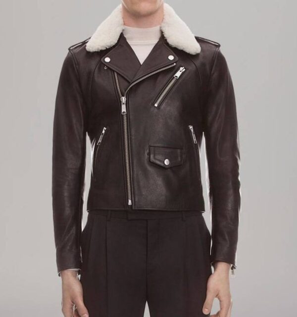 Sandro Shearing Fit Biker Leather Jacket