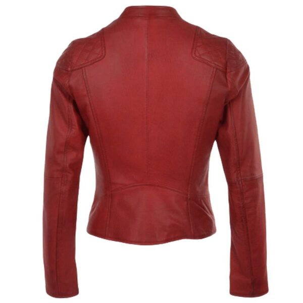 Sandy Red Biker Leather Jacket - Image 3