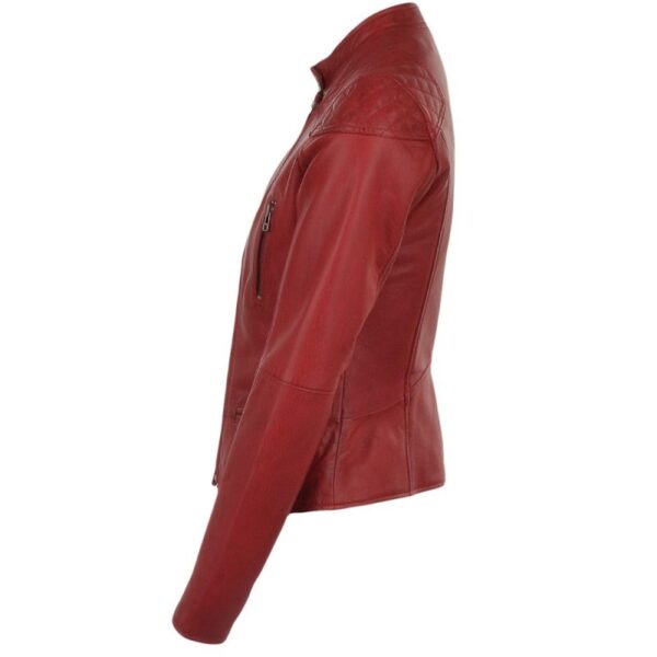 Sandy Red Biker Leather Jacket - Image 2