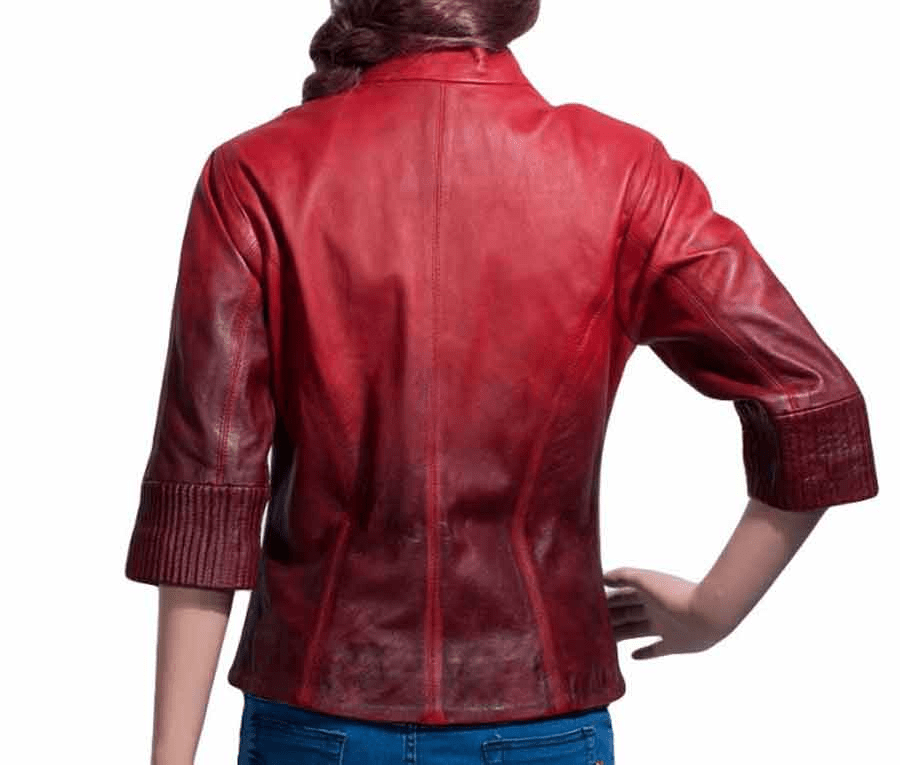 Scarlet Witch Avengers Age Of Ultron Red Leather Jacket - Image 5