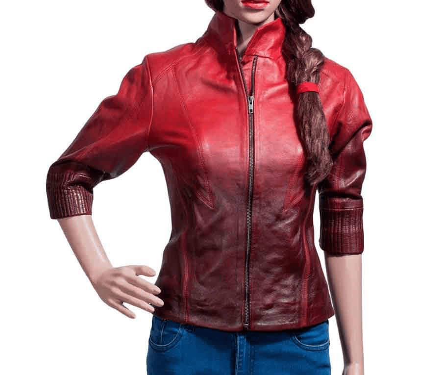 Scarlet Witch Avengers Age Of Ultron Red Leather Jacket - Image 3