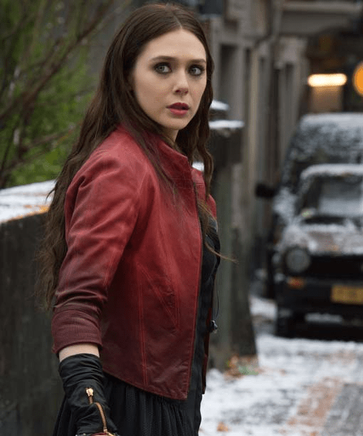 Scarlet Witch Avengers Age Of Ultron Red Leather Jacket - Image 2