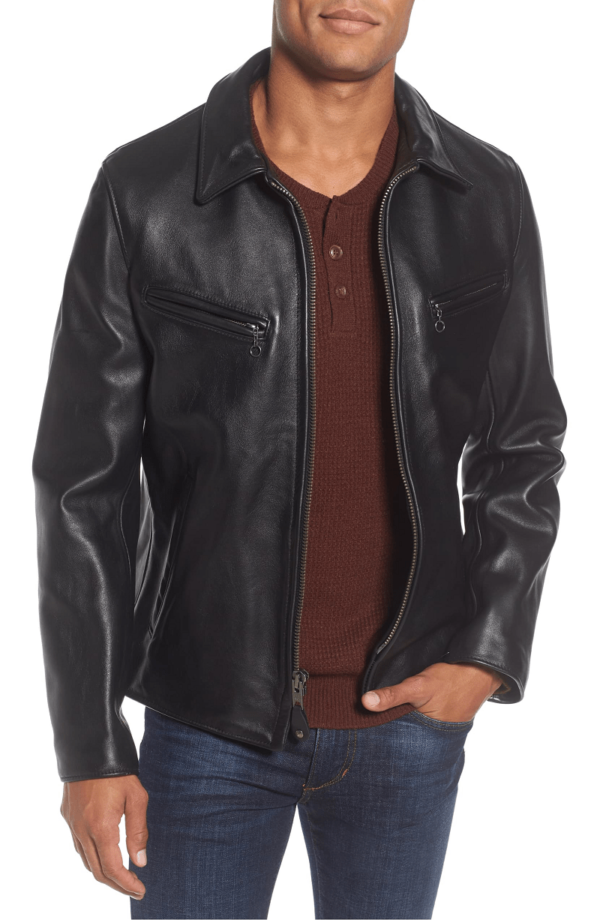 Mens Schott Slim Fit Nyc Leather Jacket