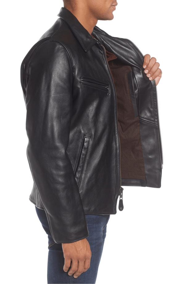 Mens Schott Slim Fit Nyc Leather Jacket - Image 2