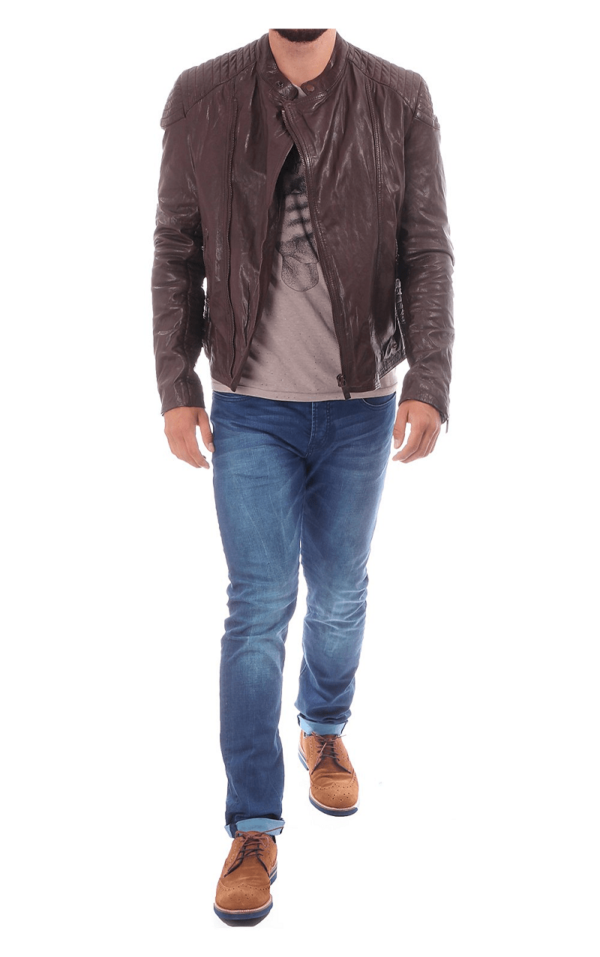 Mens Scotch & Soda Biker Leather Jacket - Image 2