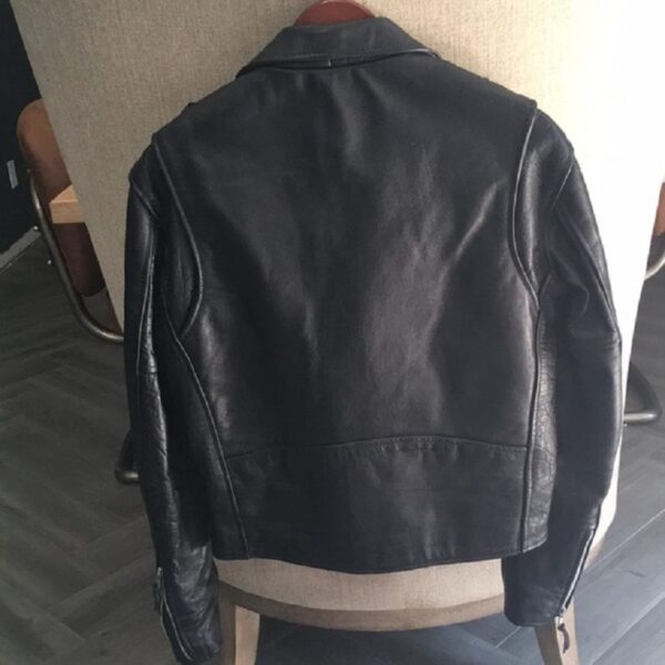 Sea Dream Vintage Moto Black Leather Jacket - Image 2
