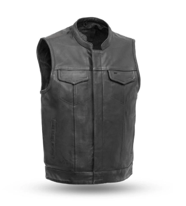 Sharp Shooter Style Men’s Black Leather Vest