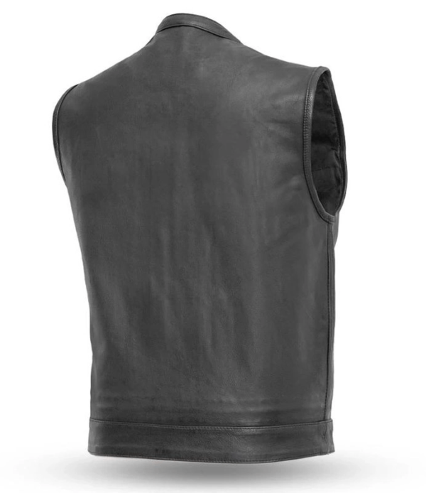 Sharp Shooter Style Men’s Black Leather Vest - Image 3
