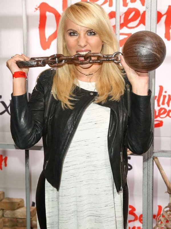 Singer Anne Marie Padded Design Black Leather Jacket - Image 3