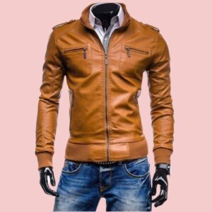 Slim Fit Tan Brown Leather Jacket