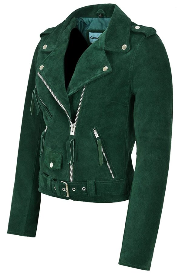 Smart Range Ladies Brando Green Leather Jacket - Image 2