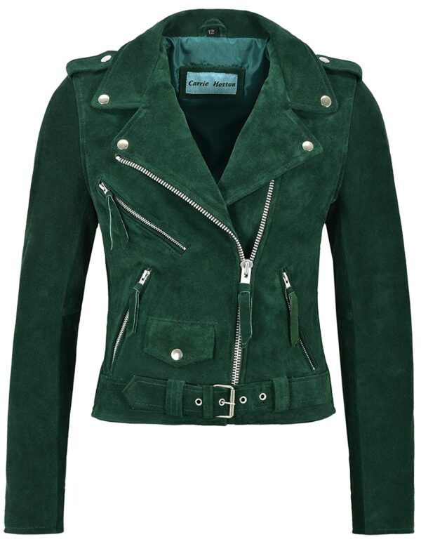 Smart Range Ladies Brando Green Leather Jacket