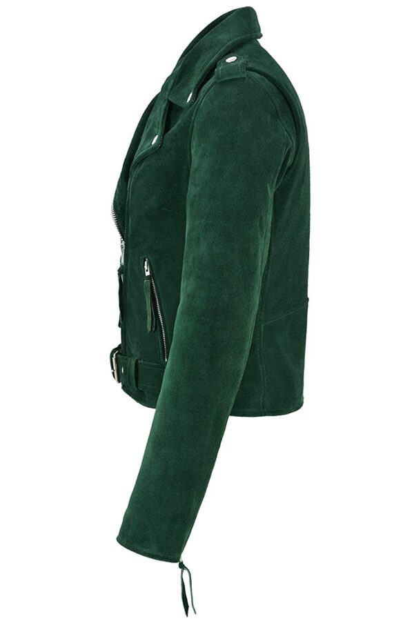 Smart Range Ladies Brando Green Leather Jacket - Image 3