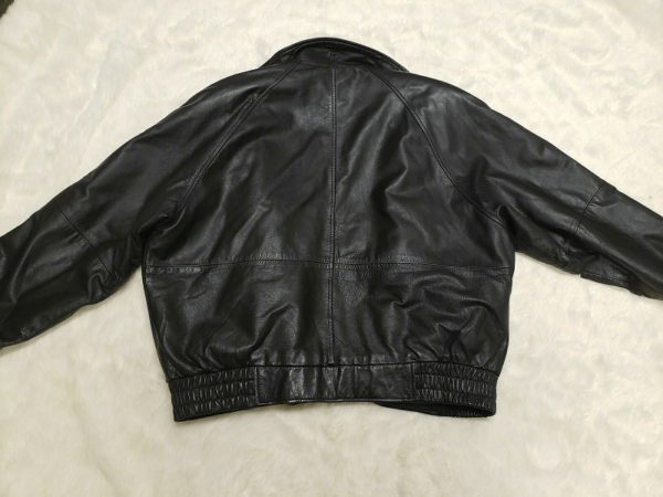 Stratojac Black Biker Bomber Leather Jacket - Image 4