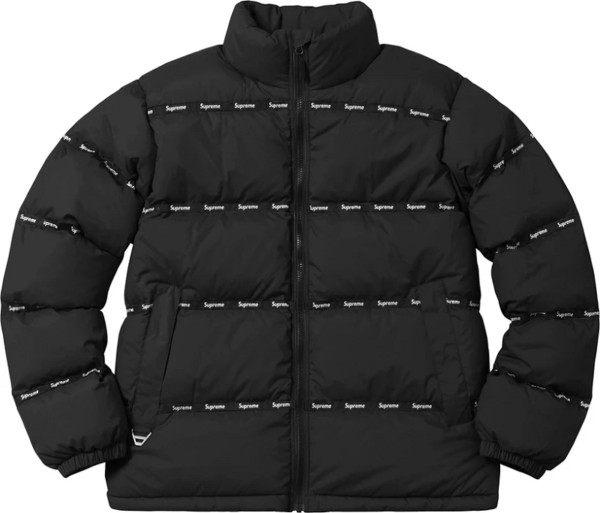 Mens Supreme Logo Tape Puffy Jacket