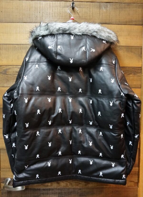 Mens Supreme Puffy X Playboy Leather Jacket - Image 3