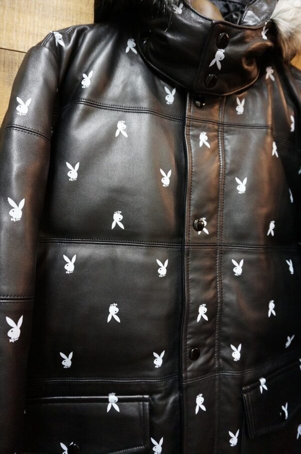 Mens Supreme Puffy X Playboy Leather Jacket - Image 2