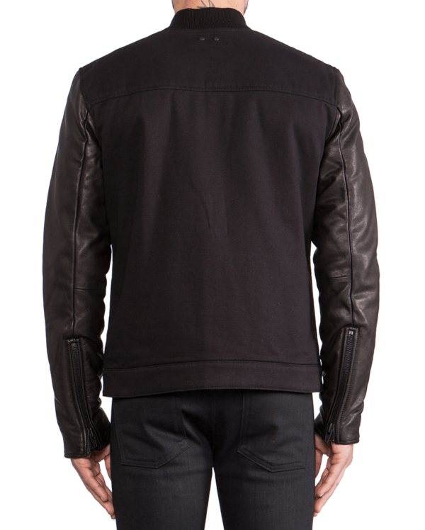 Mens T By Alexander Wang Jean Jacket With Leather Sleeves - Image 4