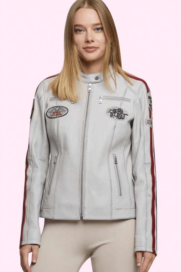 Takeoff White Biker Leather Jacket