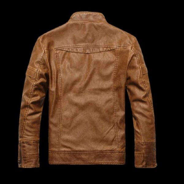 Mens Talon Biker PU Leather Jacket - Image 3